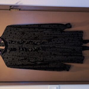 Blackmilk Burned Velvet Stars Ruffled Playsuit